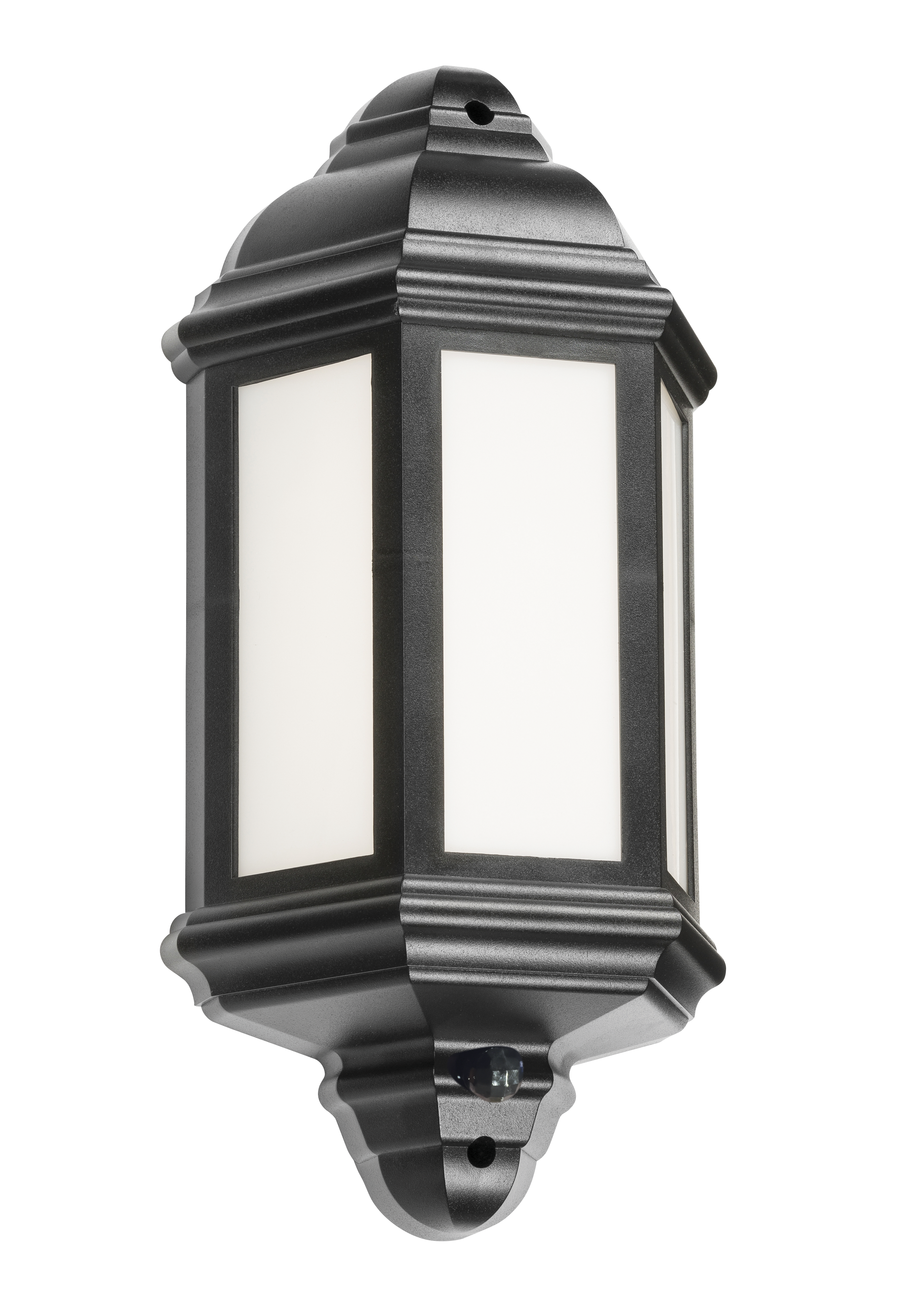 230V IP54 8W LED Half Wall Lantern with PIR Black 4000K 440lm